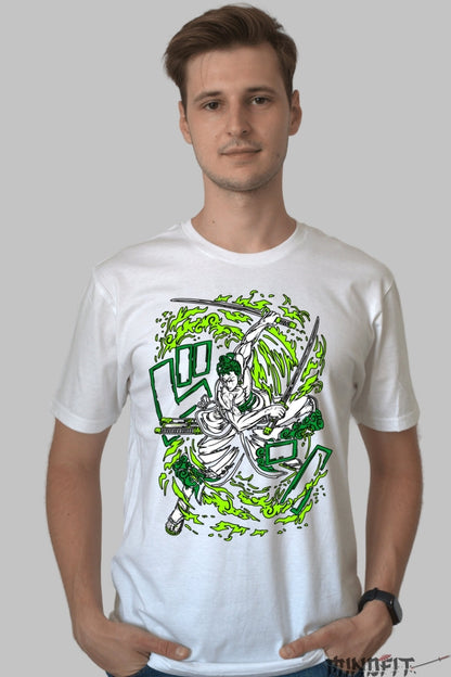 Tricou Anime One Piece - Zoro Spiritul celor Trei Sabii barbat alb