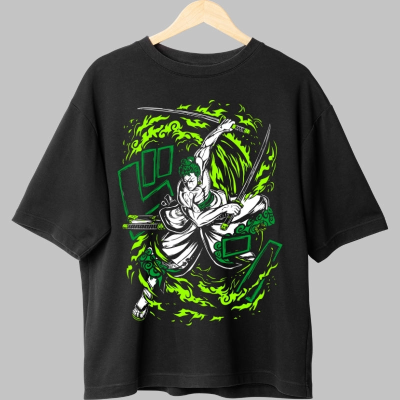 Tricou Anime One Piece - Zoro Spiritul celor Trei Sabii fata