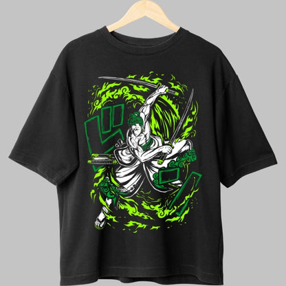 Tricou Anime One Piece - Zoro Spiritul celor Trei Sabii fata