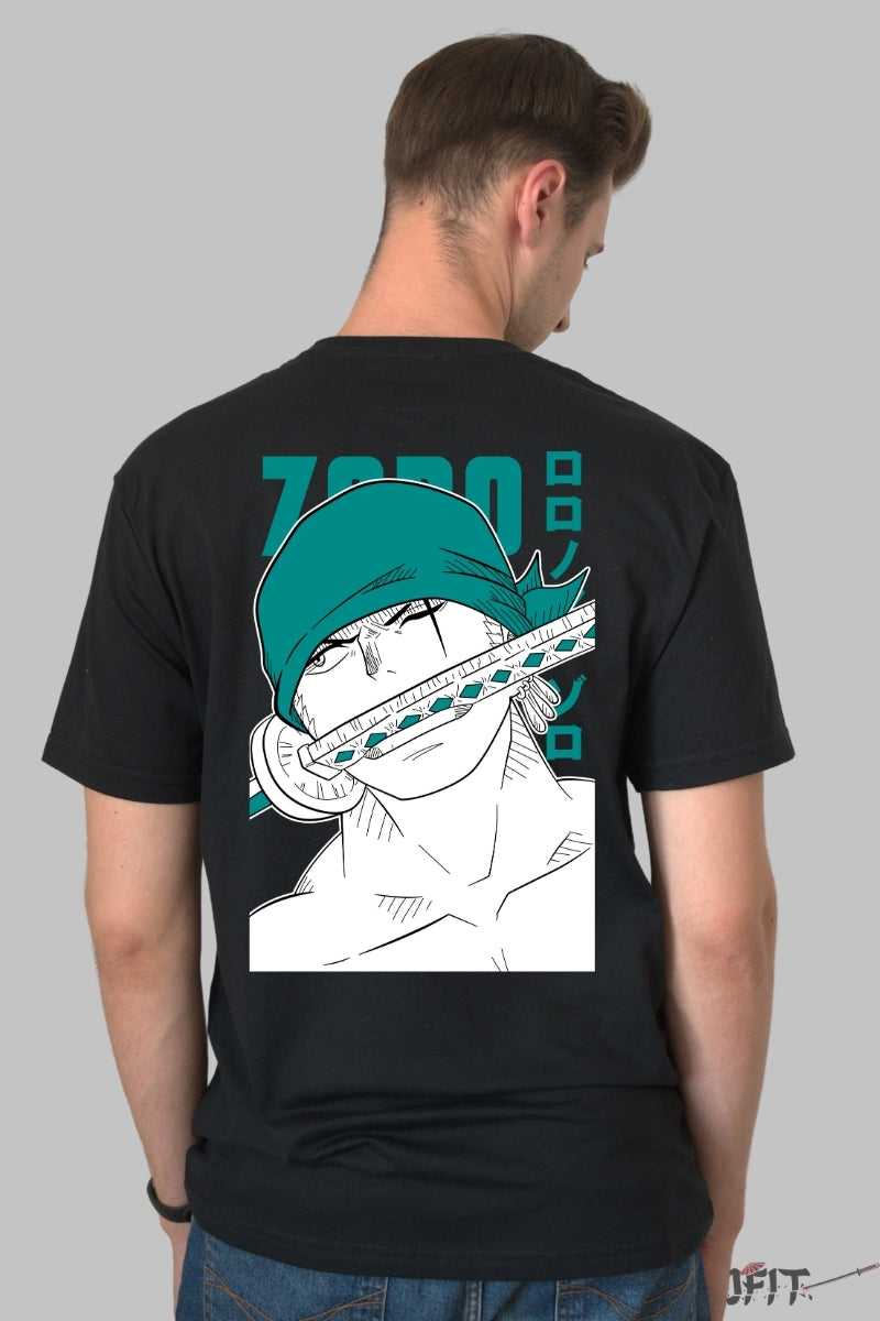 Tricou Anime One Piece - Zoro Sword Focus barbat negru