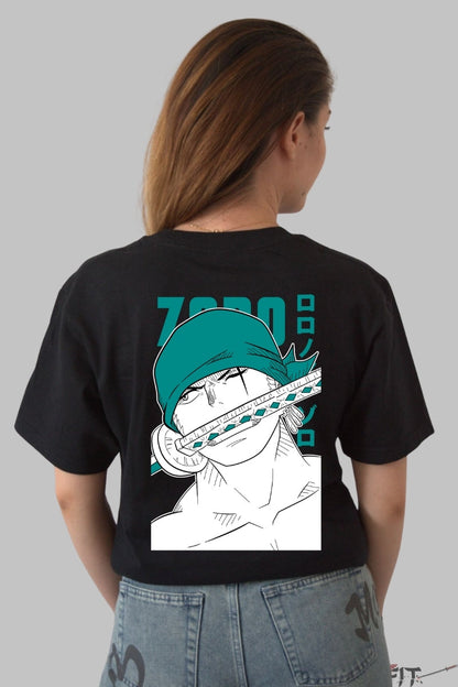 Tricou Anime One Piece - Zoro Sword Focus dama negru