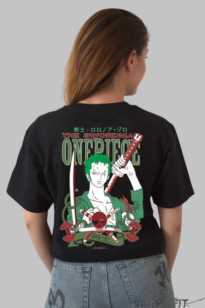 Tricou Anime One Piece - Zoro The Swordsman Power dama negru
