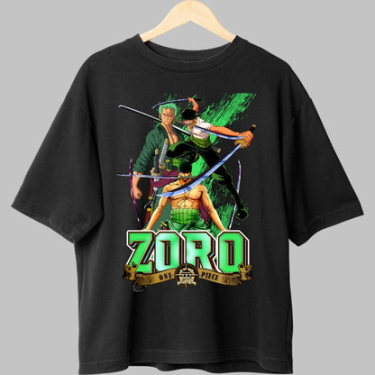 Tricou Anime One Piece - Zoro Trei Stiluri de Sabie fata