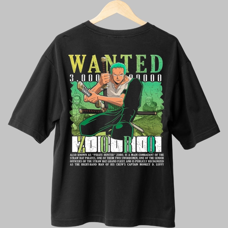 Tricou Anime One Piece - Zoro Wanted Bounty 3.000.000.000 spate