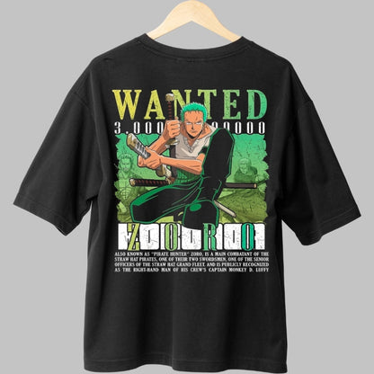 Tricou Anime One Piece - Zoro Wanted Bounty 3.000.000.000 spate