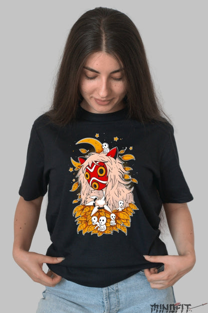 Tricou Anime Princess Mononoke - Spiritul Padurii in Flacari dama negru
