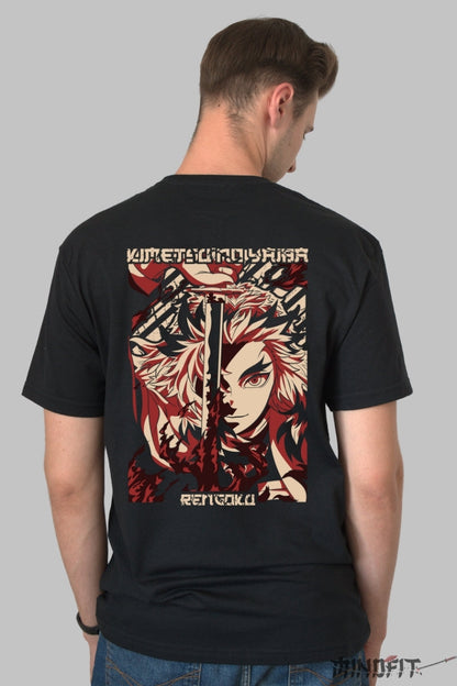 Tricou Anime Rengoku - Lama Focului Etern Barbat Negru
