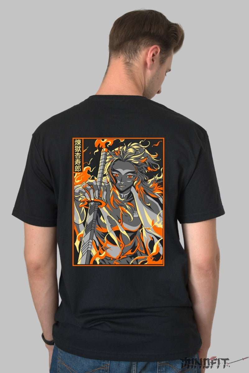 Tricou Anime Rengoku - Spirit de Flacara Absoluta Barbat Negru