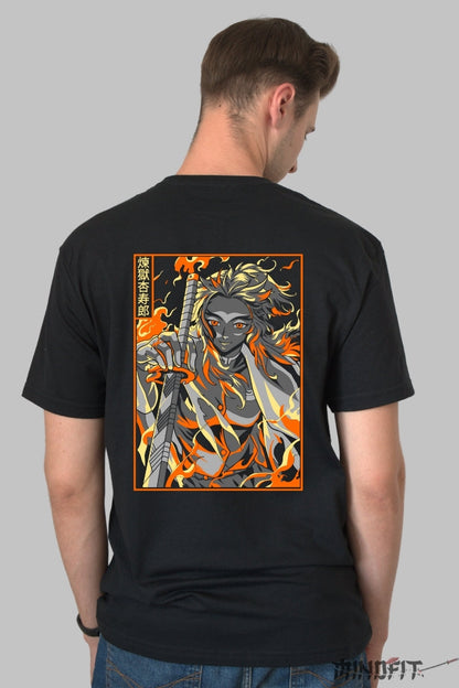 Tricou Anime Rengoku - Spirit de Flacara Absoluta Barbat Negru