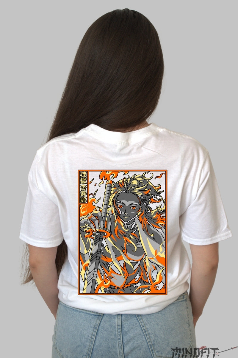 Tricou Anime Rengoku - Spirit de Flacara Absoluta Dama alb