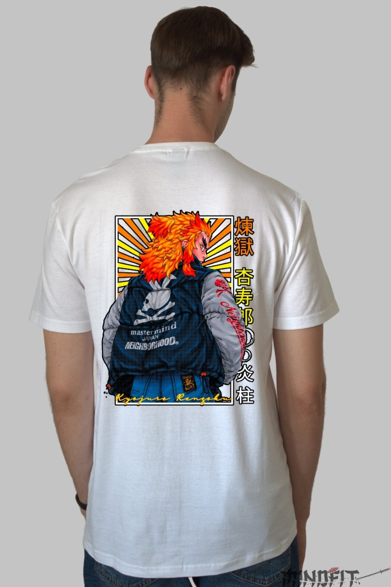 Tricou Anime Rengoku x Mastermind Japan Barbat Alb