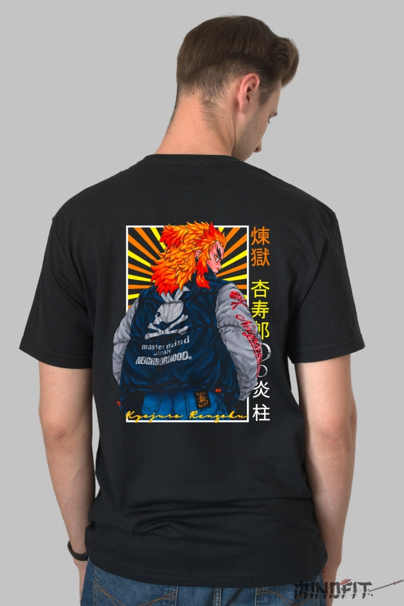 Tricou Anime Rengoku x Mastermind Japan Barbat Negru