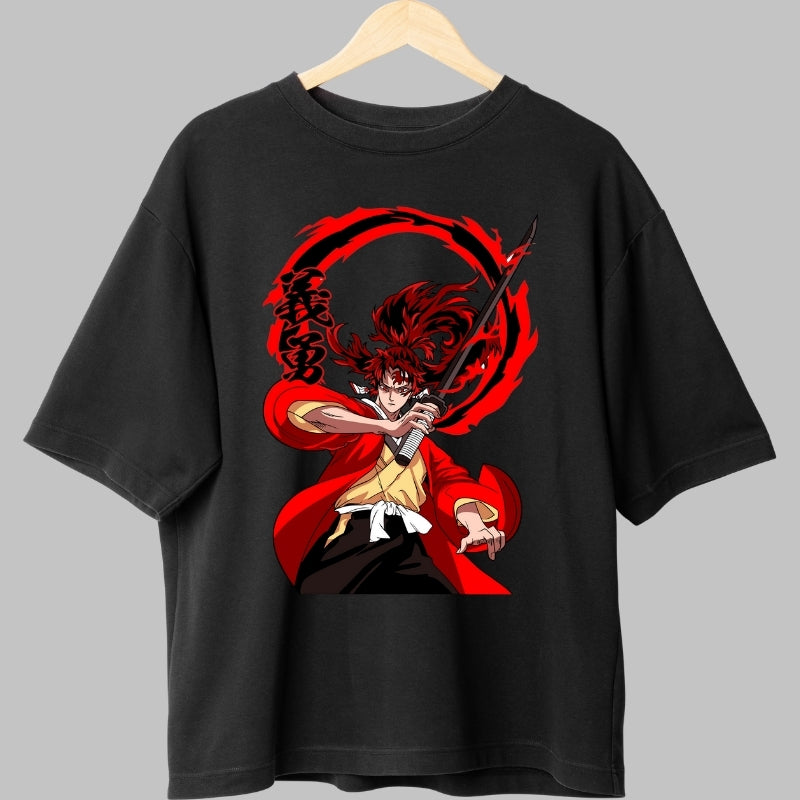 Tricou Anime Samurai Flame - Spiritul Sabiei in Actiune fata