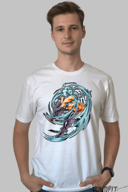 Tricou Anime Samurai Fox Warrior - Sabie si Viteza Elementala barbat alb