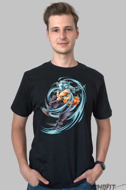 Tricou Anime Samurai Fox Warrior - Sabie si Viteza Elementala barbat negru