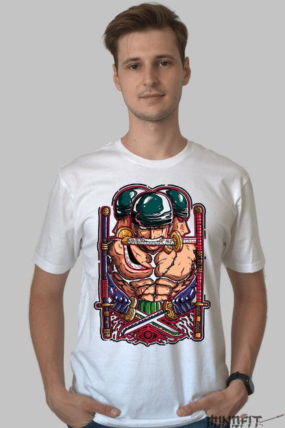 Tricou Anime Samurai Triple Blade - Forta Razboinicului Legendar barbat alb
