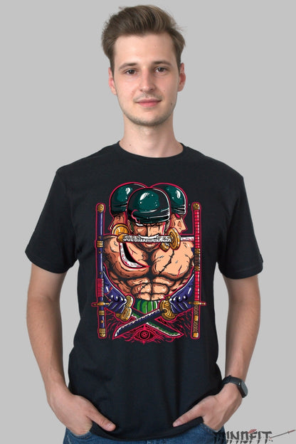 Tricou Anime Samurai Triple Blade - Forta Razboinicului Legendar barbat negru