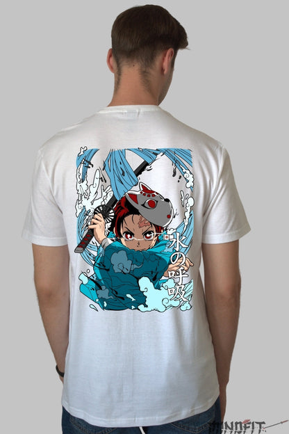 Tricou Anime Tanjiro Masca Urokodaki Barbat Alb