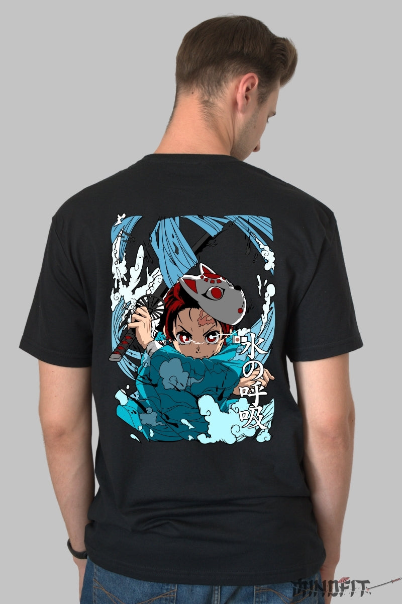 Tricou Anime Tanjiro Masca Urokodaki Barbat Negru