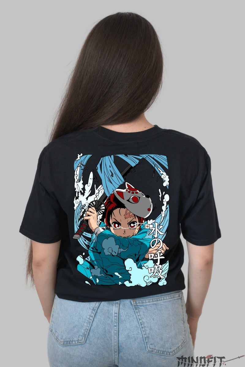 Tricou Anime Tanjiro Masca Urokodaki Dama Negru
