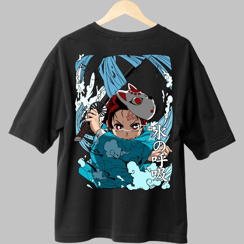 Tricou Anime Tanjiro Masca Urokodaki Spate