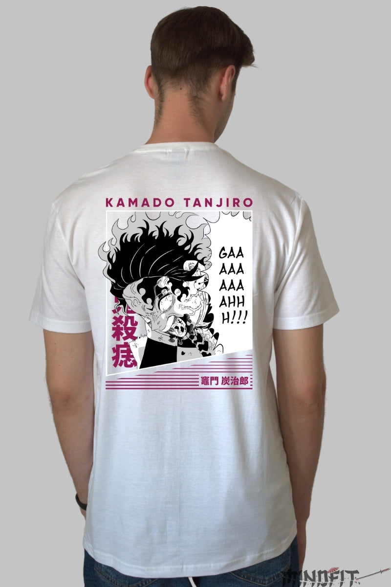 Tricou Anime Tanjiro - Momentul Furia Totala Barbat Alb