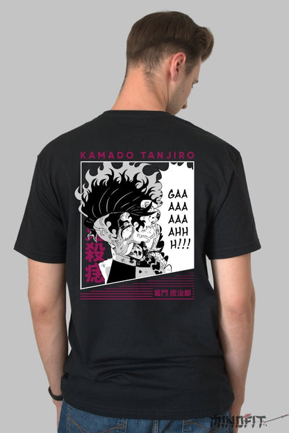 Tricou Anime Tanjiro - Momentul Furia Totala Barbat Negru