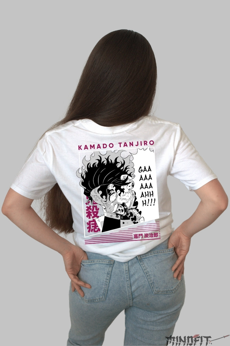 Tricou Anime Tanjiro - Momentul Furia Totala Dama alb