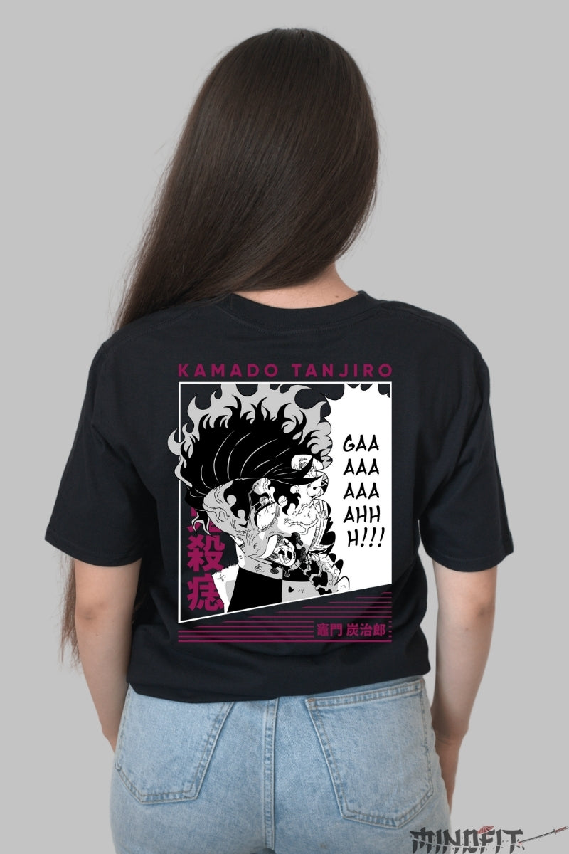 Tricou Anime Tanjiro - Momentul Furia Totala Dama Negru