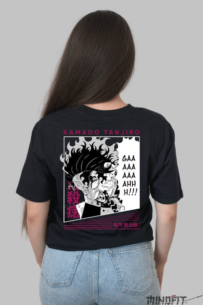 Tricou Anime Tanjiro - Momentul Furia Totala Dama Negru
