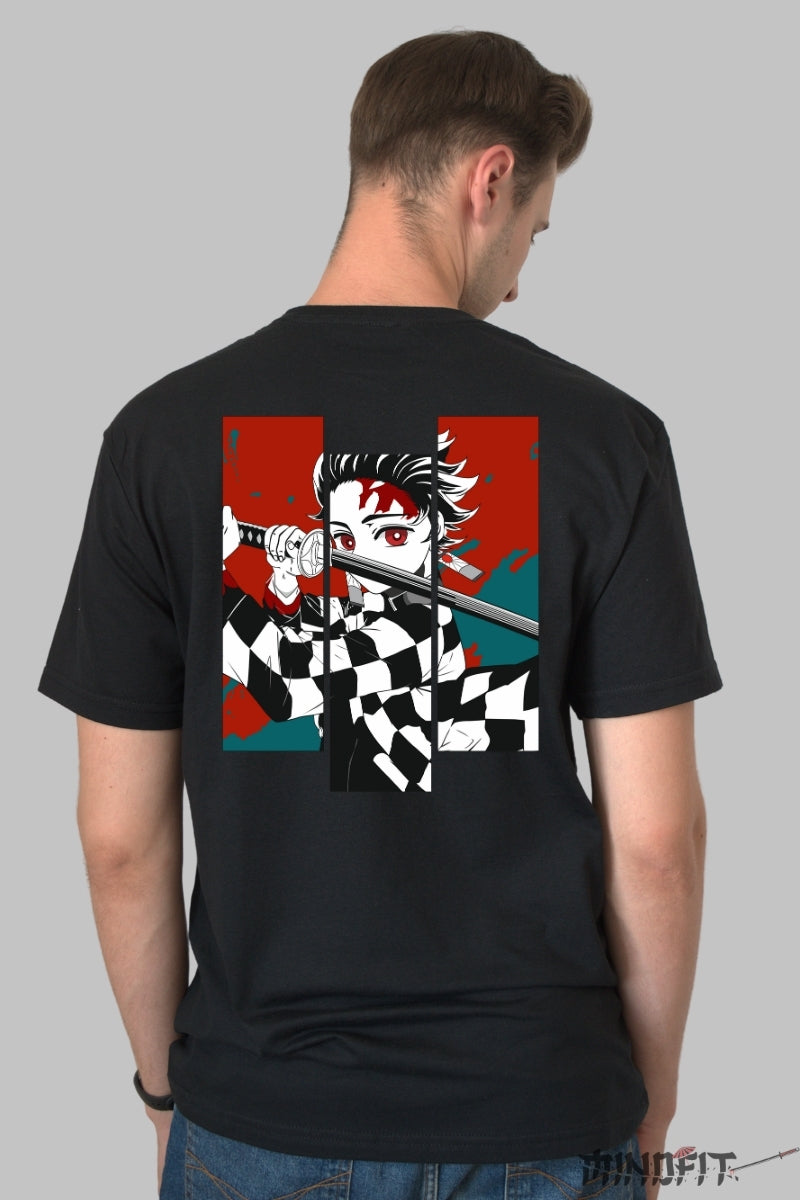 Tricou Anime Tanjiro Sabie Nichirin Barbat Negru