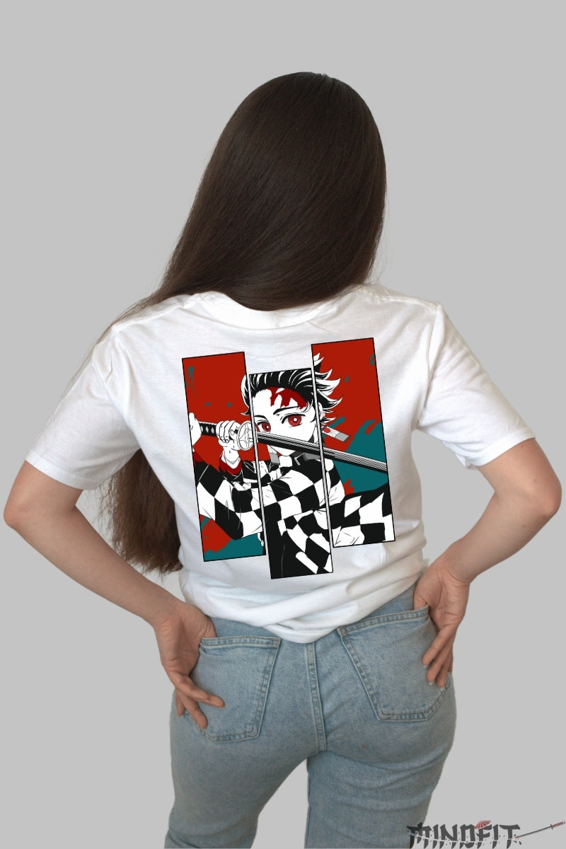 Tricou Anime Tanjiro Sabie Nichirin Dama alb