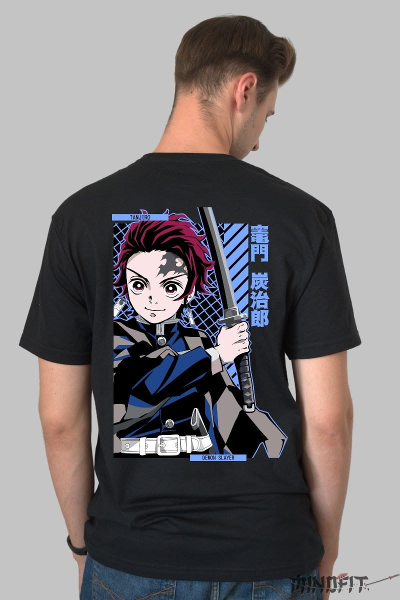 Tricou Anime Tanjiro - Spiritul Sabiei Nichirin Barbat Negru