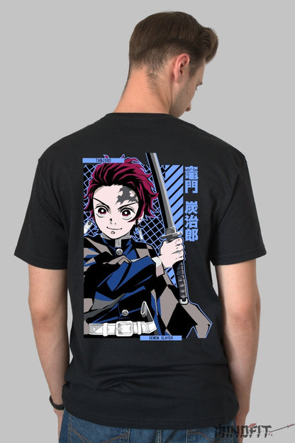 Tricou Anime Tanjiro - Spiritul Sabiei Nichirin Barbat Negru