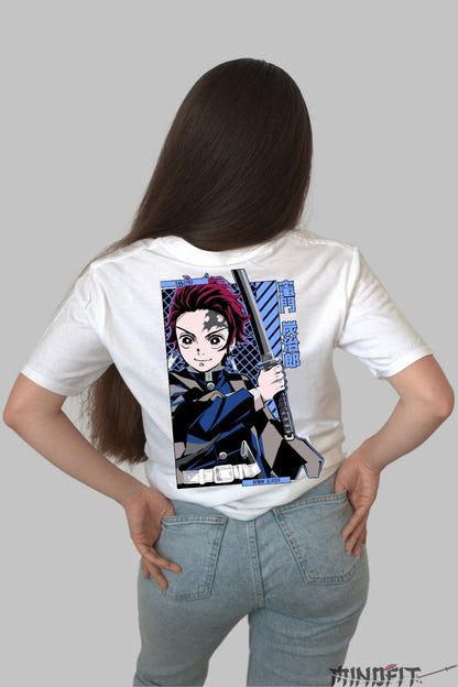 Tricou Anime Tanjiro - Spiritul Sabiei Nichirin Dama alb