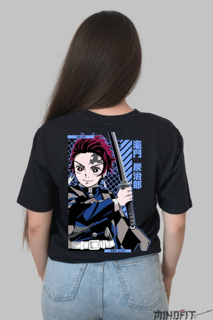 Tricou Anime Tanjiro - Spiritul Sabiei Nichirin Dama Negru