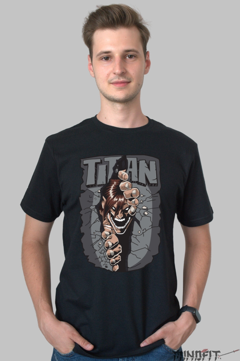 Tricou Anime Titan - Forta care Sparge Zidurile Barbat Negru