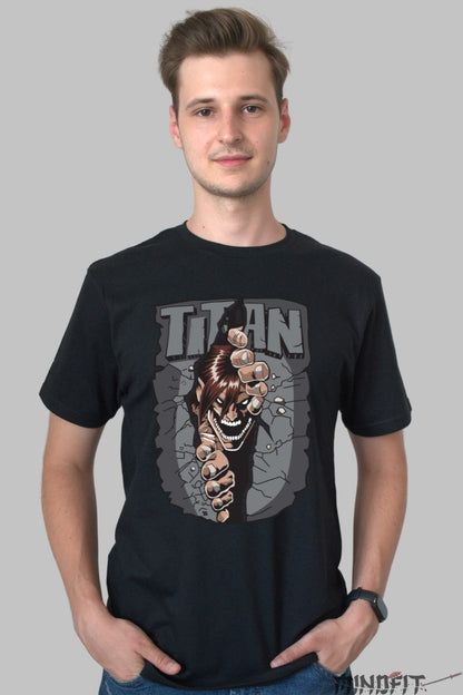 Tricou Anime Titan - Forta care Sparge Zidurile Barbat Negru