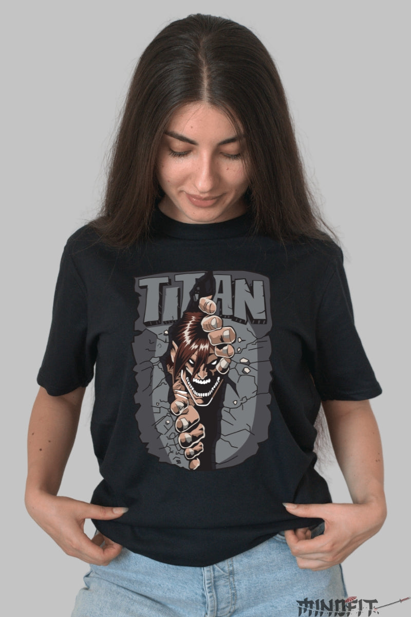 Tricou Anime Titan - Forta care Sparge Zidurile Dama Negru