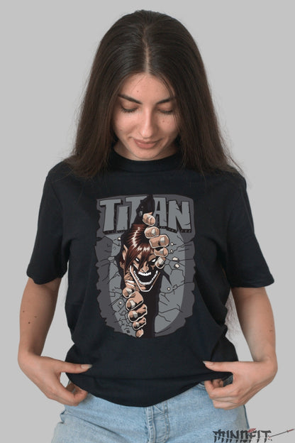 Tricou Anime Titan - Forta care Sparge Zidurile Dama Negru
