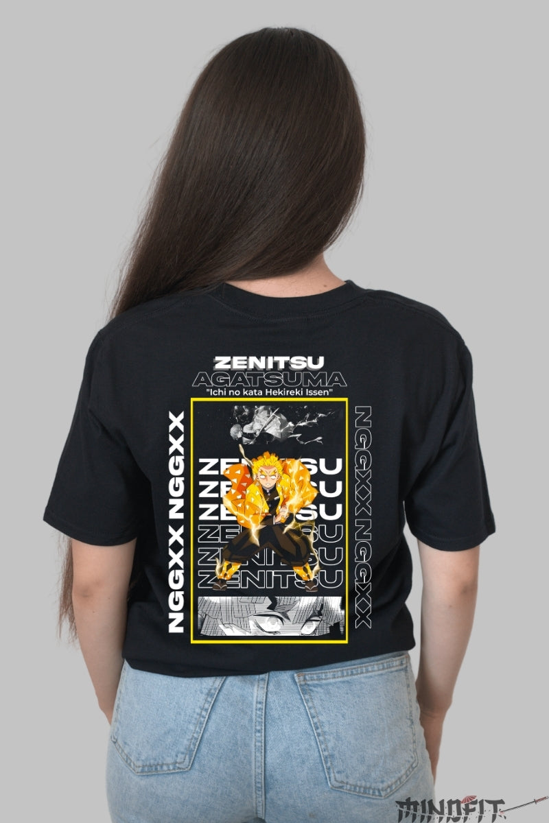 Tricou Anime Zenitsu - Fulgerul Primului Stil Dama Negru