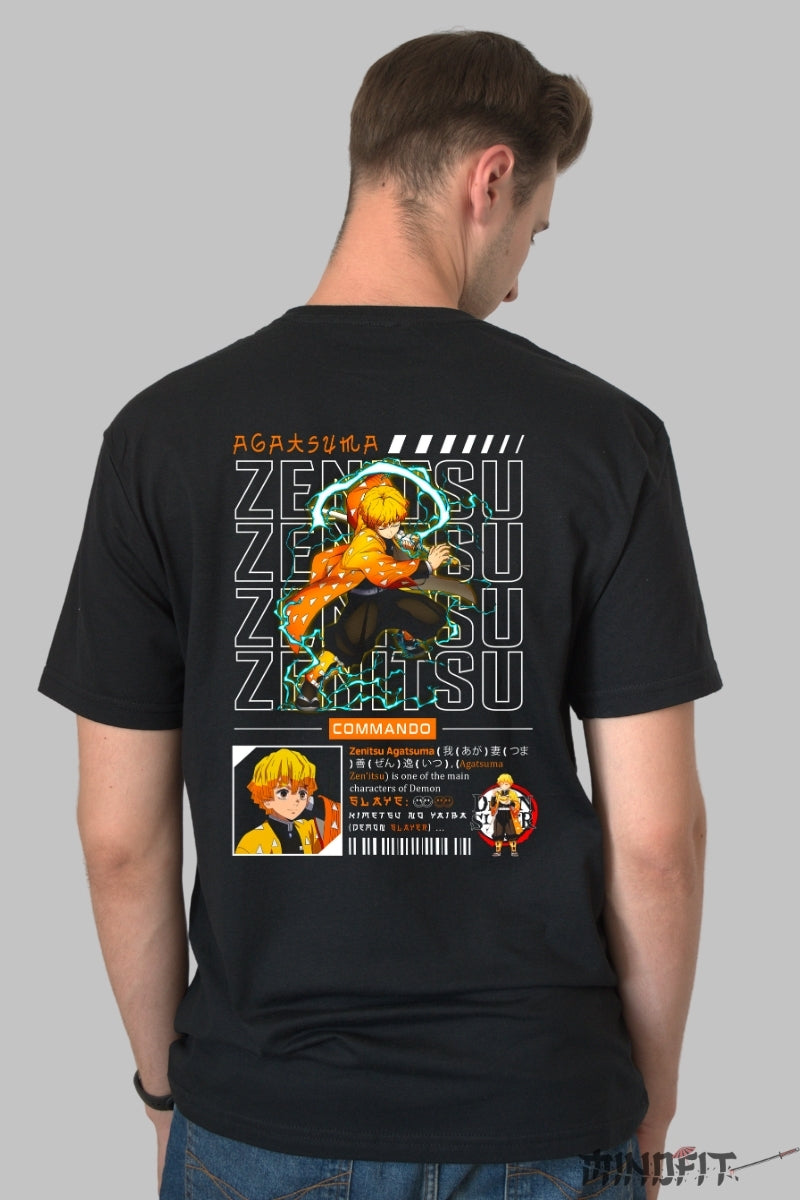 Tricou Anime Zenitsu - Fulgerul Rapid Barbat Negru