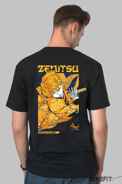 Tricou Anime Zenitsu - Lightning Strike Mode Barbat Negru