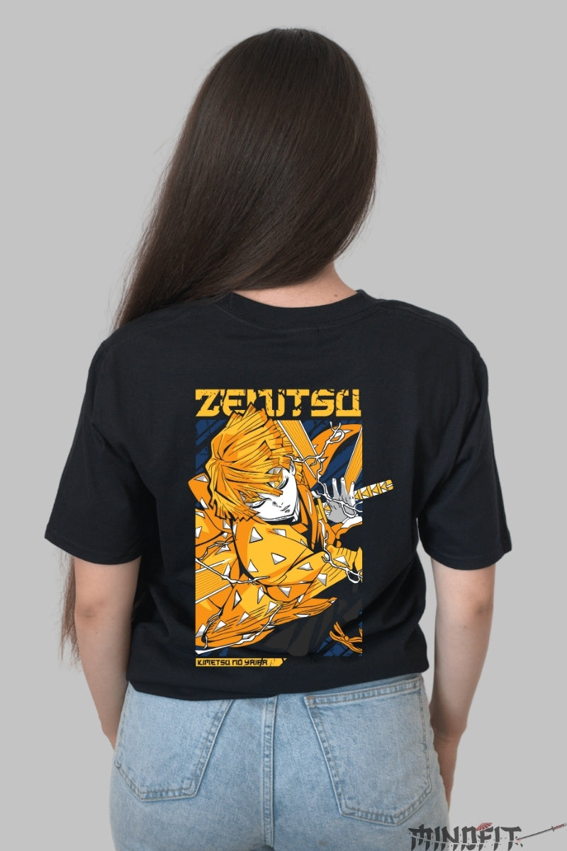 Tricou Anime Zenitsu - Lightning Strike Mode Dama Negru