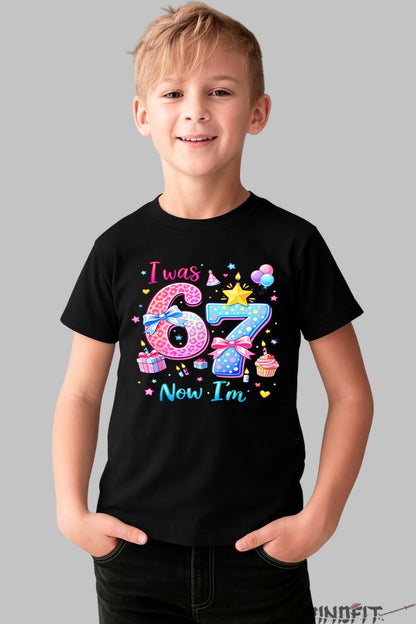 Tricou Aniversar Six Seven - My Birthday baiat negru