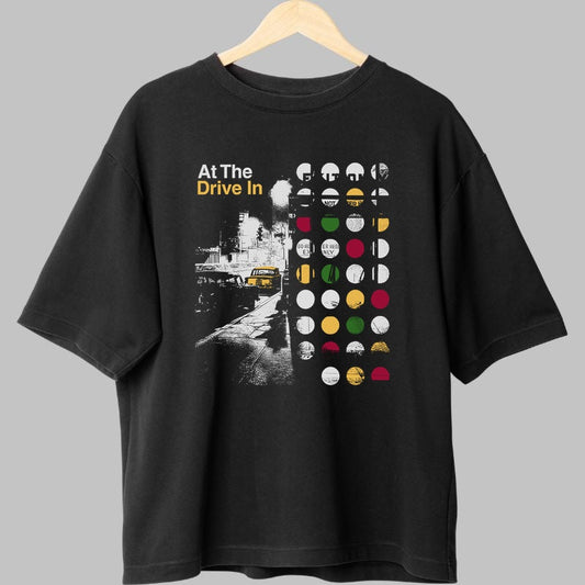 Tricou At The Drive In - City Lights & Retro Dots fata negru
