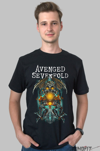 Tricou Avenged Sevenfold - Cyber Skull Inferno barbat negru