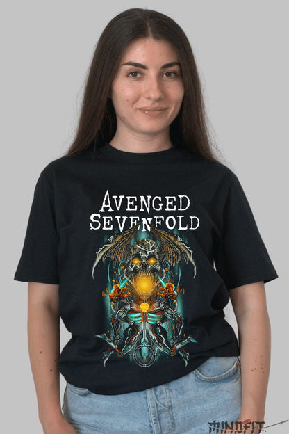 Tricou Avenged Sevenfold - Cyber Skull Inferno dama negru