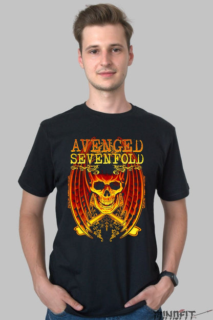 Tricou Avenged Sevenfold - Inferno Skull Wings barbat negru