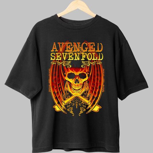 Tricou Avenged Sevenfold - Inferno Skull Wings fata negru
